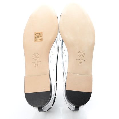 Chanel PVC Patent Calfskin Pearl Cap Toe Ballerina Flats 39 Transparent Black 5 of 8