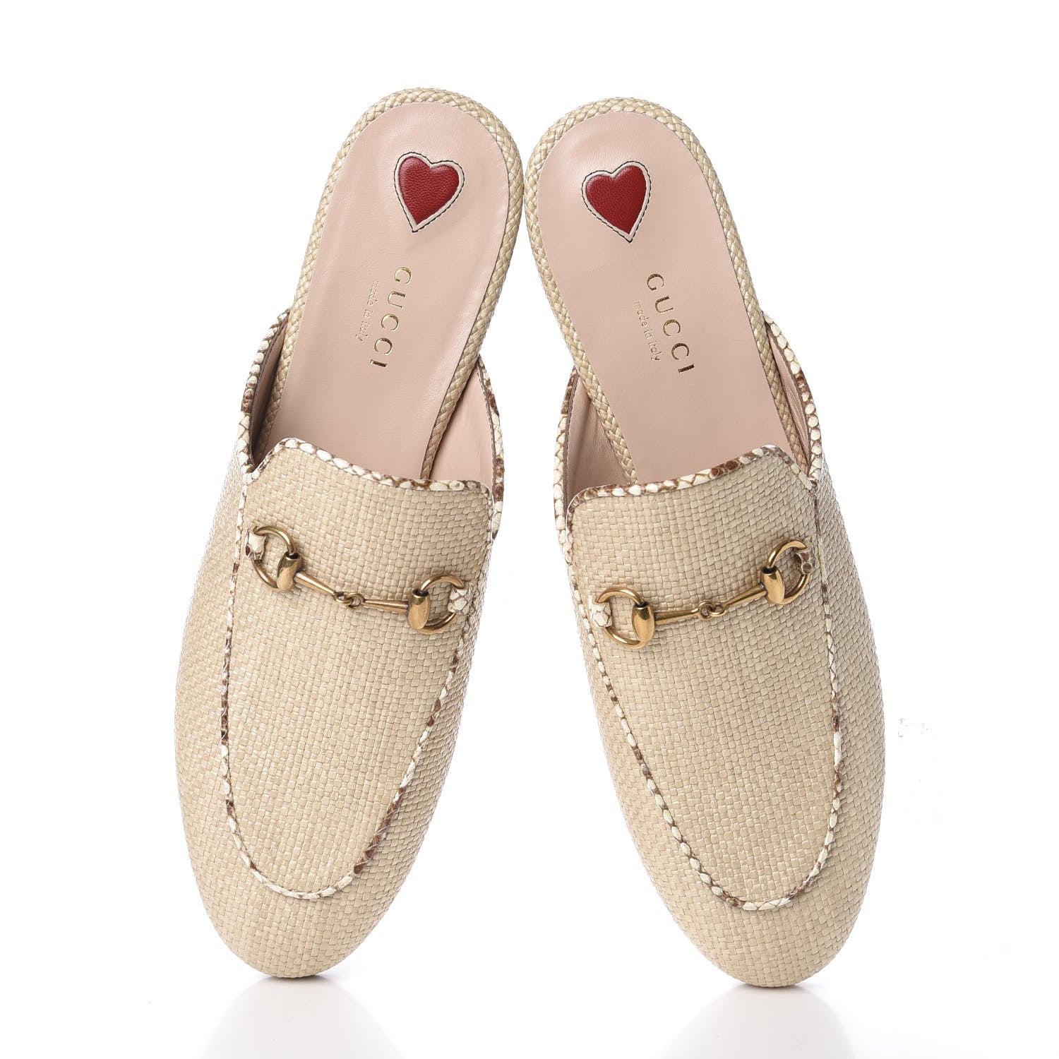 Gucci Straw Elaphe Womens Princetown Slippers 39 Natural Cream Brown 6 of 11