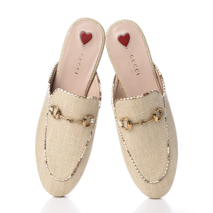 Gucci Straw Elaphe Womens Princetown Slippers 39 Natural Cream Brown 6 of 11