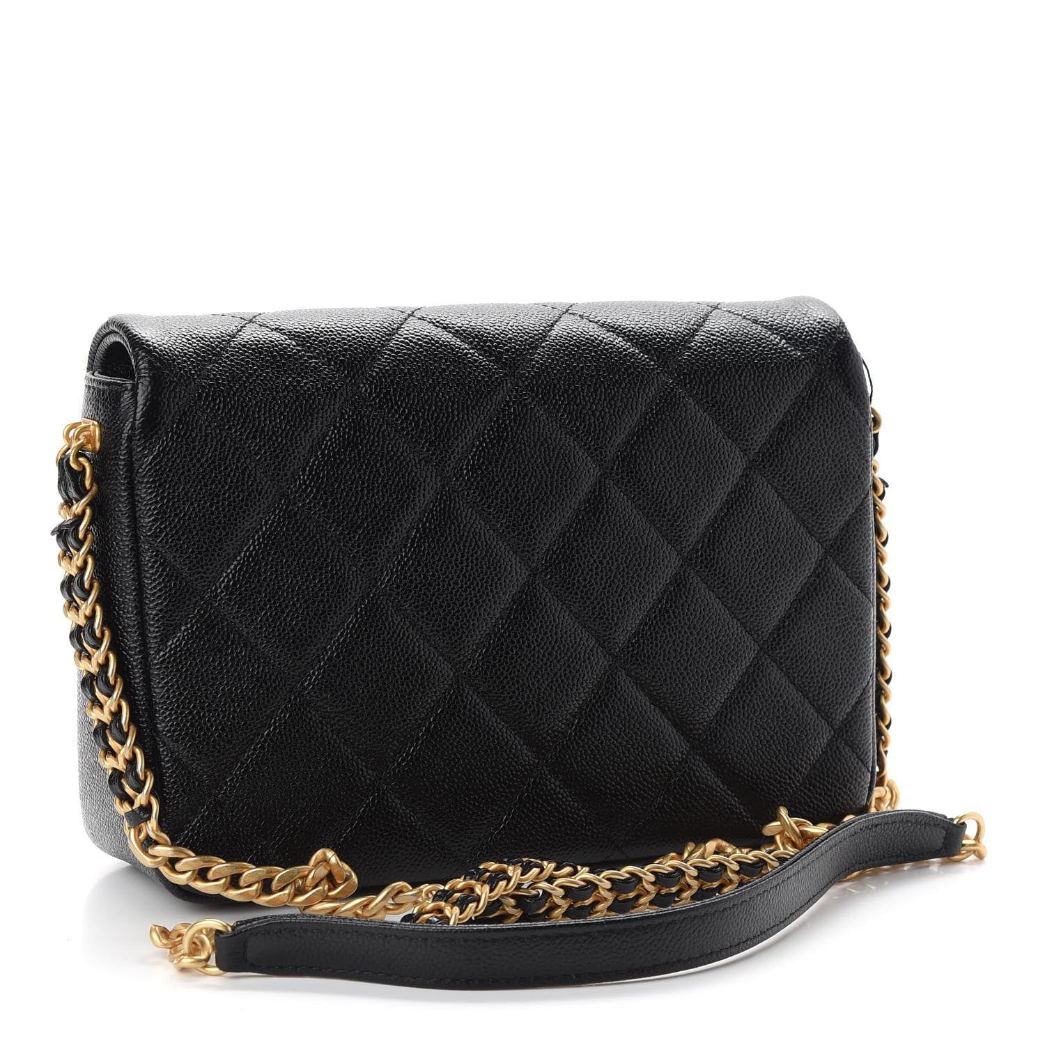 Chanel Shiny Caviar Quilted Small Chain Melody Flap Black 3 of 9