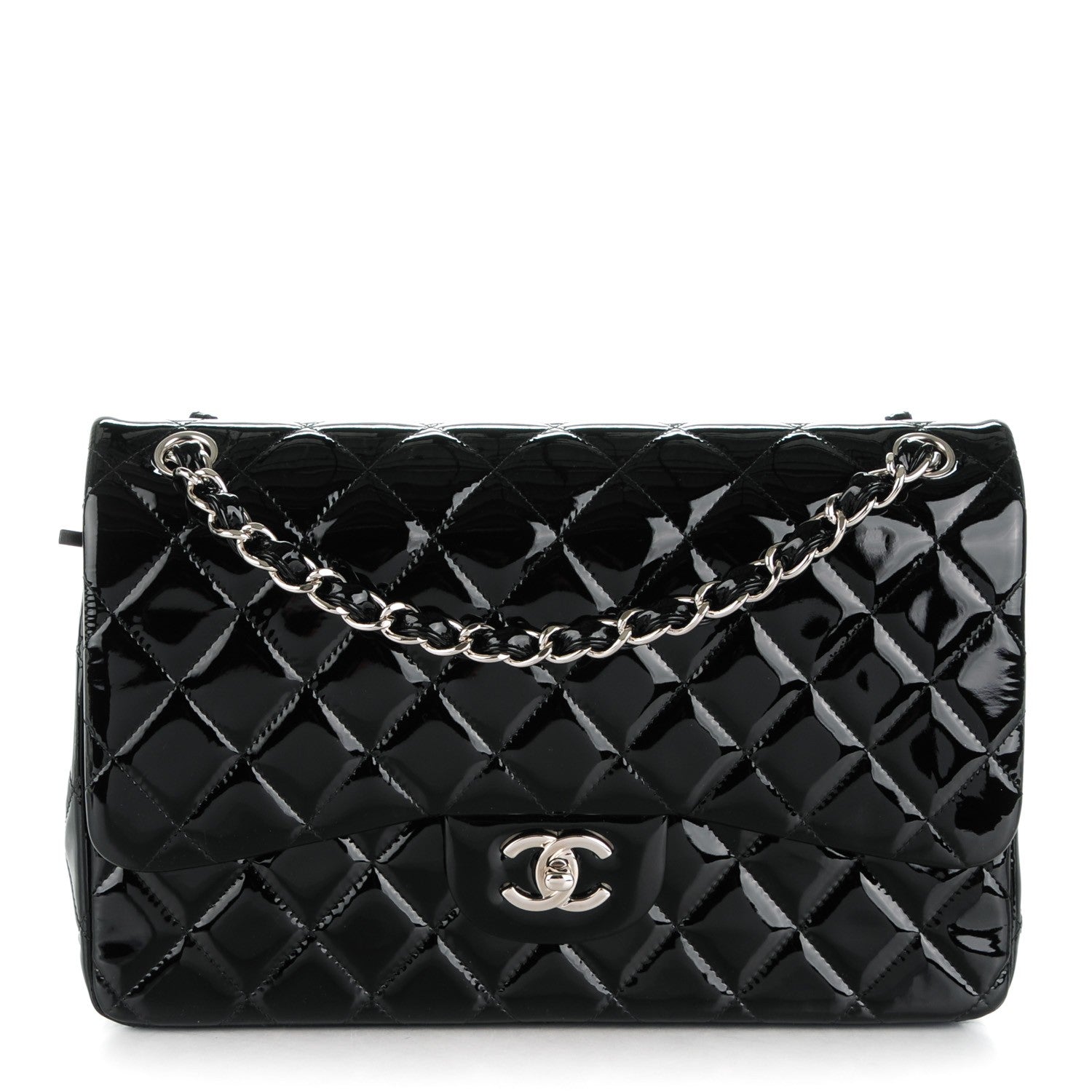 Chanel Patent Quilted Jumbo Double Flap Black 1 of 8