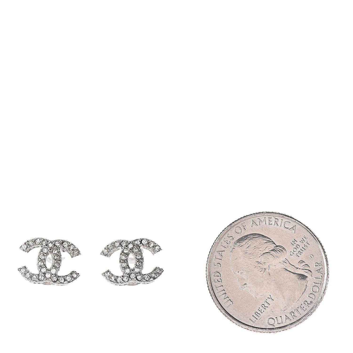 Chanel Crystal CC Earrings Silver 2 of 4