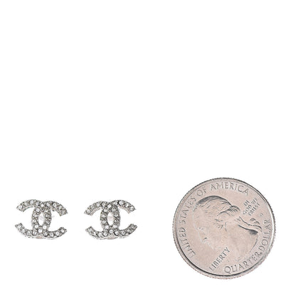 Chanel Crystal CC Earrings Silver 2 of 4
