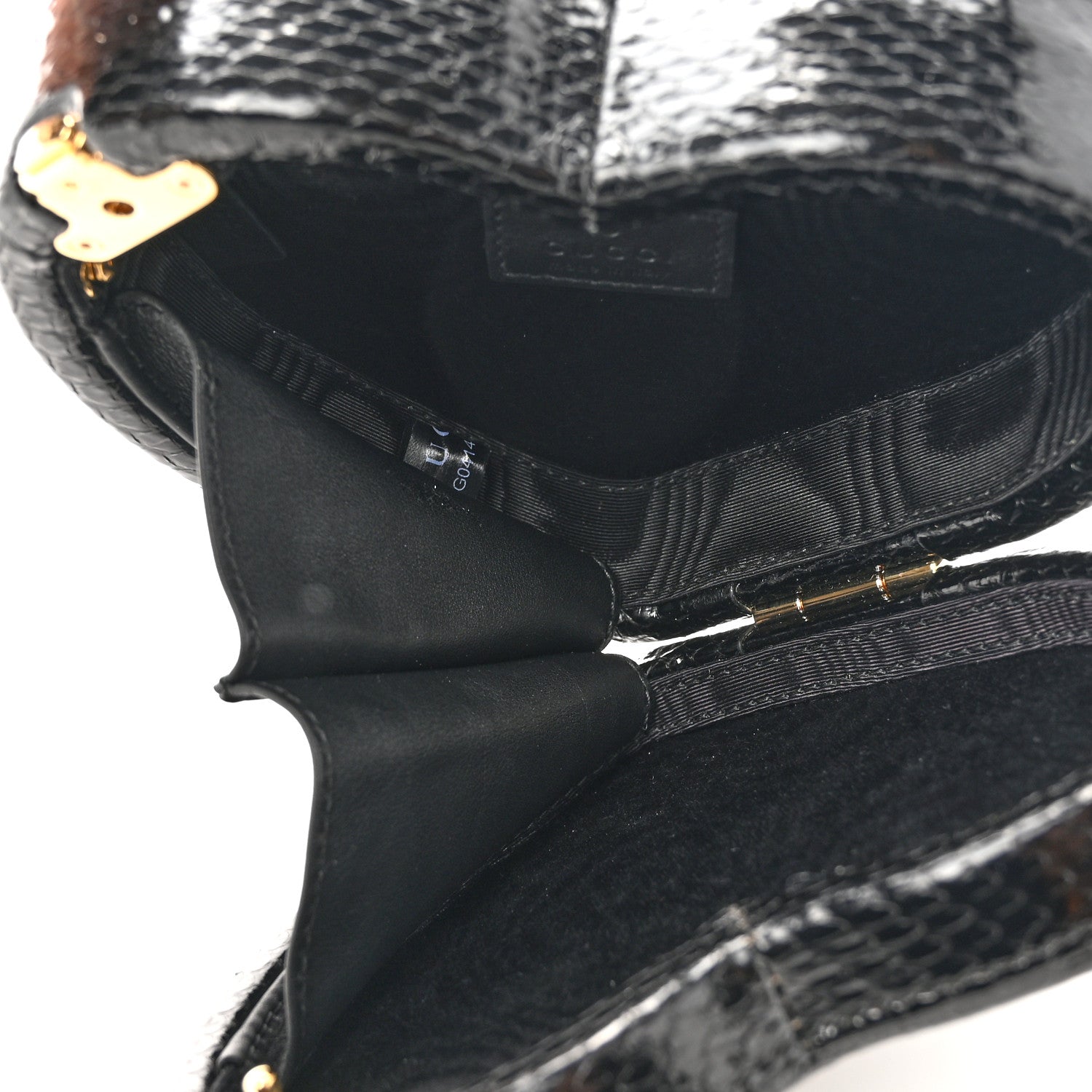 Gucci Snakeskin Broadway Mini Heart Top Handle Bag Black 5 of 10