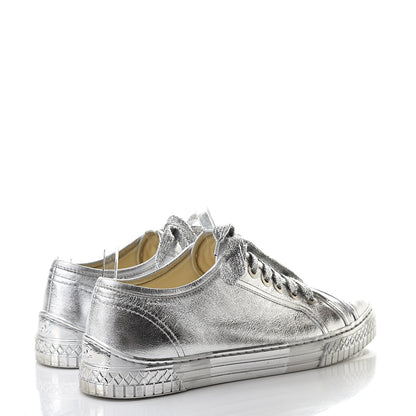 Chanel Laminated Lambskin Sneakers 37.5 Silver 4 of 17