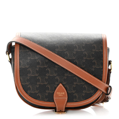 Celine Triomphe Canvas Medium Folco Bag Tan 1 of 10