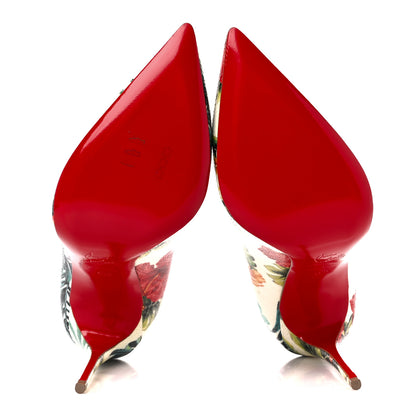 Christian Louboutin Crackled Calfskin Hawaiian Print Pigalle Follies 100 Pumps 40.5 White 5 of 9