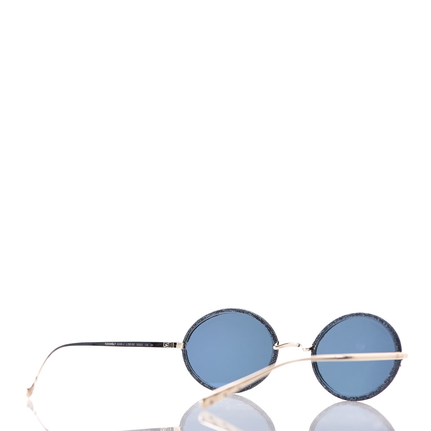 Metal Denim Oval Sunglasses 4248-J Gold Dark Blue