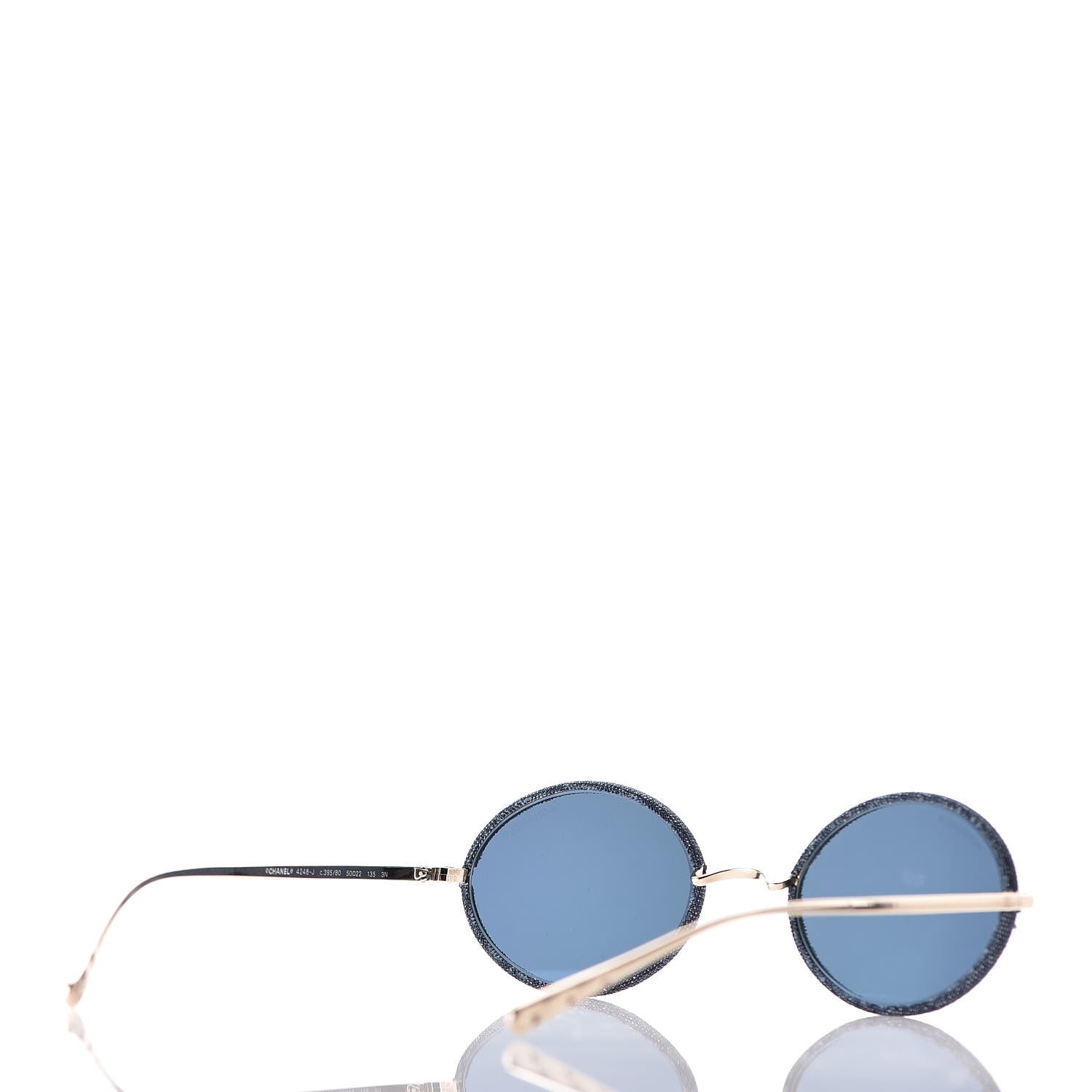 Chanel Metal Denim Oval Sunglasses 4248-J Gold Dark Blue 3 of 9