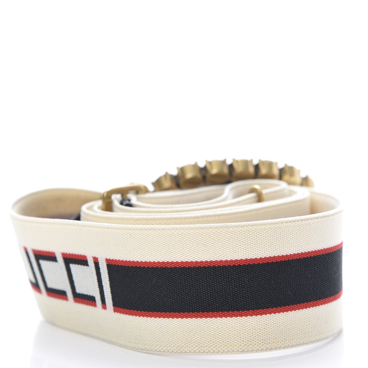 Gucci Jacquard Crystal Stripe Double G Belt 95 38 White 2 of 3