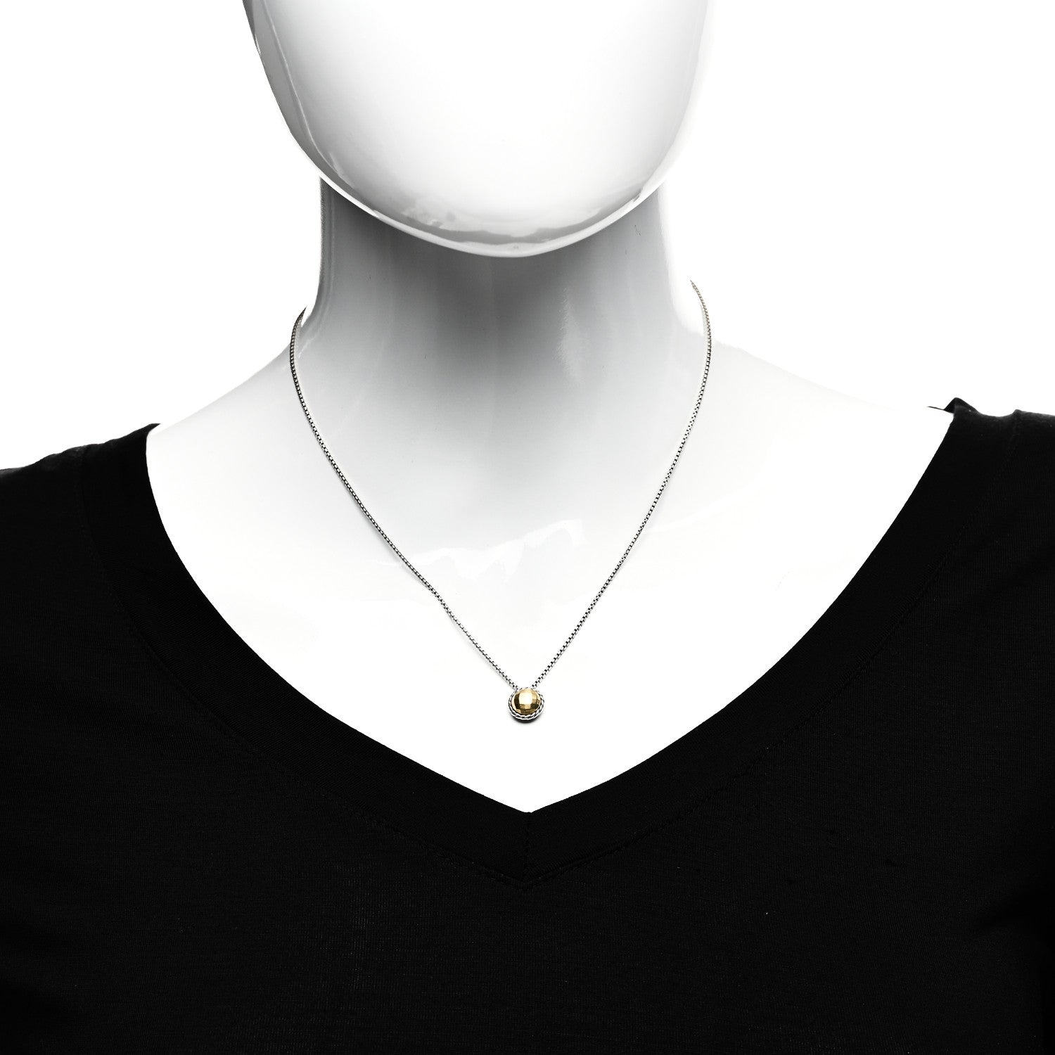 David Yurman Sterling Silver 18K Yellow Gold 8mm Petite Chatelaine Pendant Necklace 2 of 5