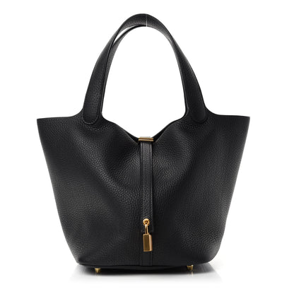Hermes Taurillon Clemence Picotin Lock 22 MM Black 1 of 11