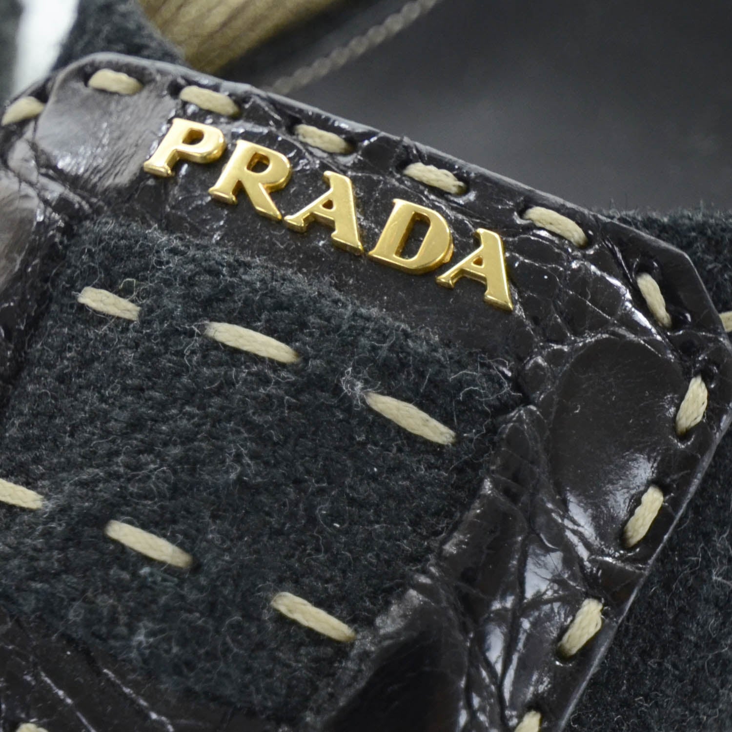 Prada Tweed Buckle Slides 35 Black 4 of 7