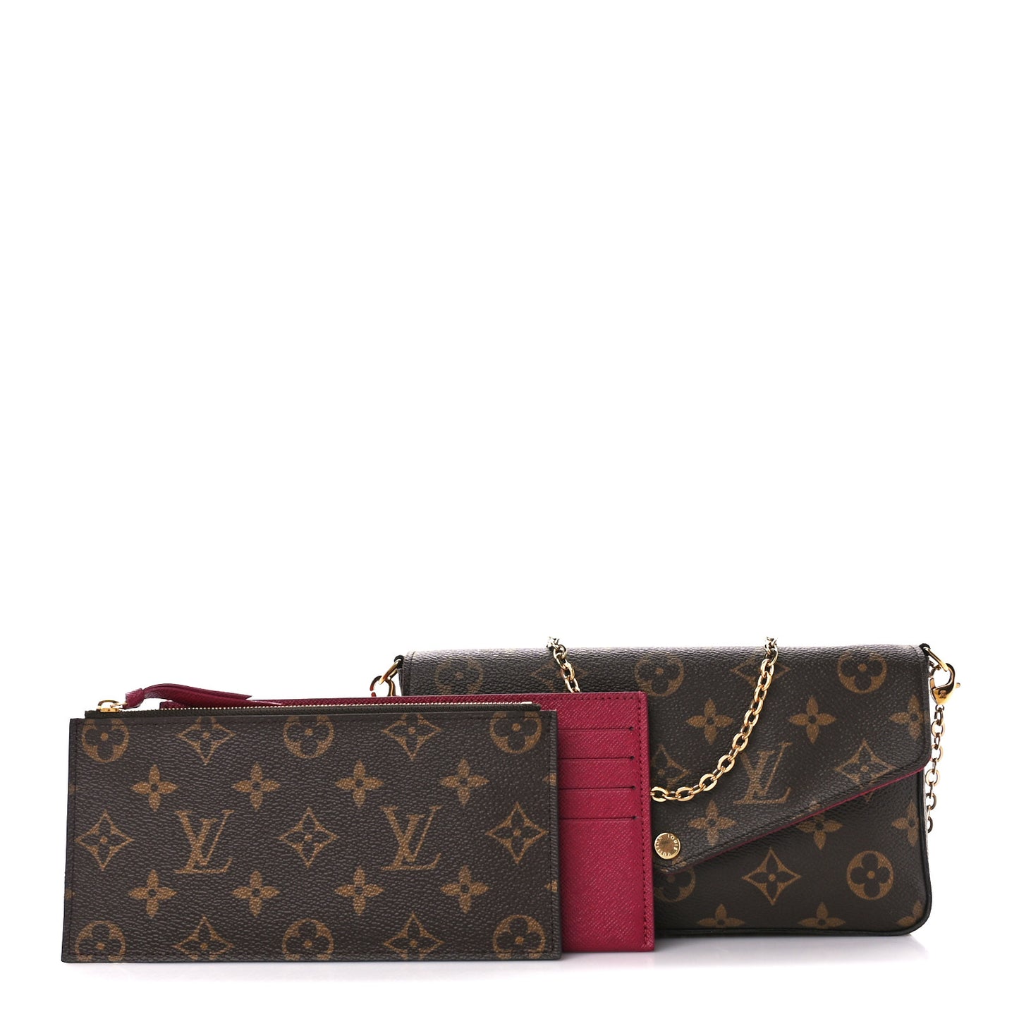 Monogram Pochette Felicie Chain Wallet Fuchsia