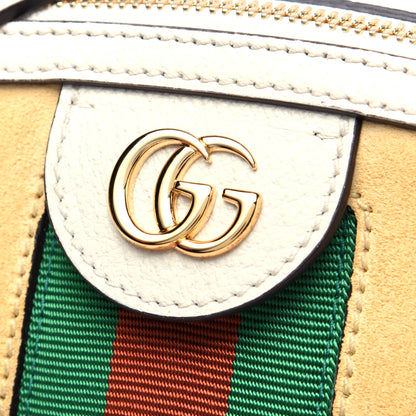Gucci Suede Calfskin GG Web Small Ophidia Dome Shoulder Bag Burro New Mystic White 12 of 13