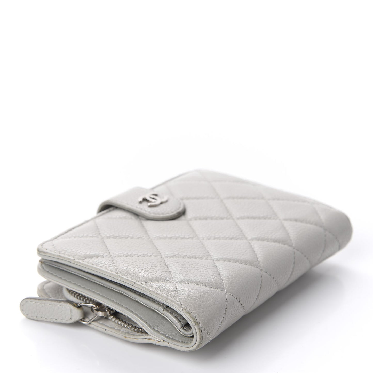 Caviar Quilted CC French Wallet Light Gray