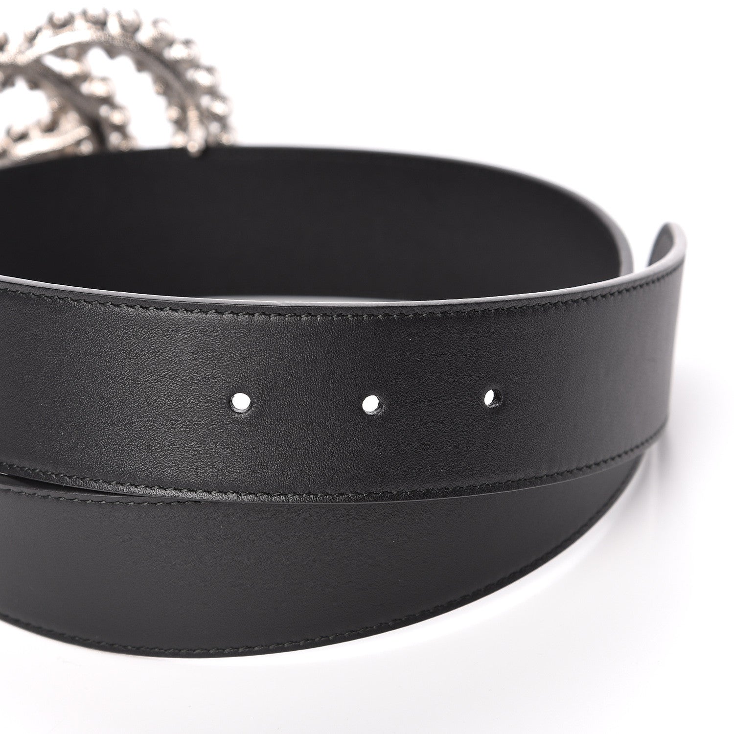 Gucci Calfskin Crystal Double G 40mm Belt 80 32 Black 4 of 6