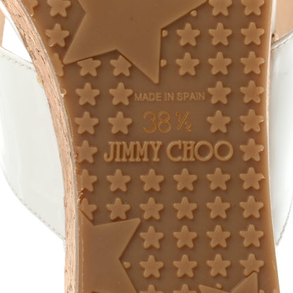 Jimmy Choo Patent Cork Wedge Sandals 38.5 White 5 of 8
