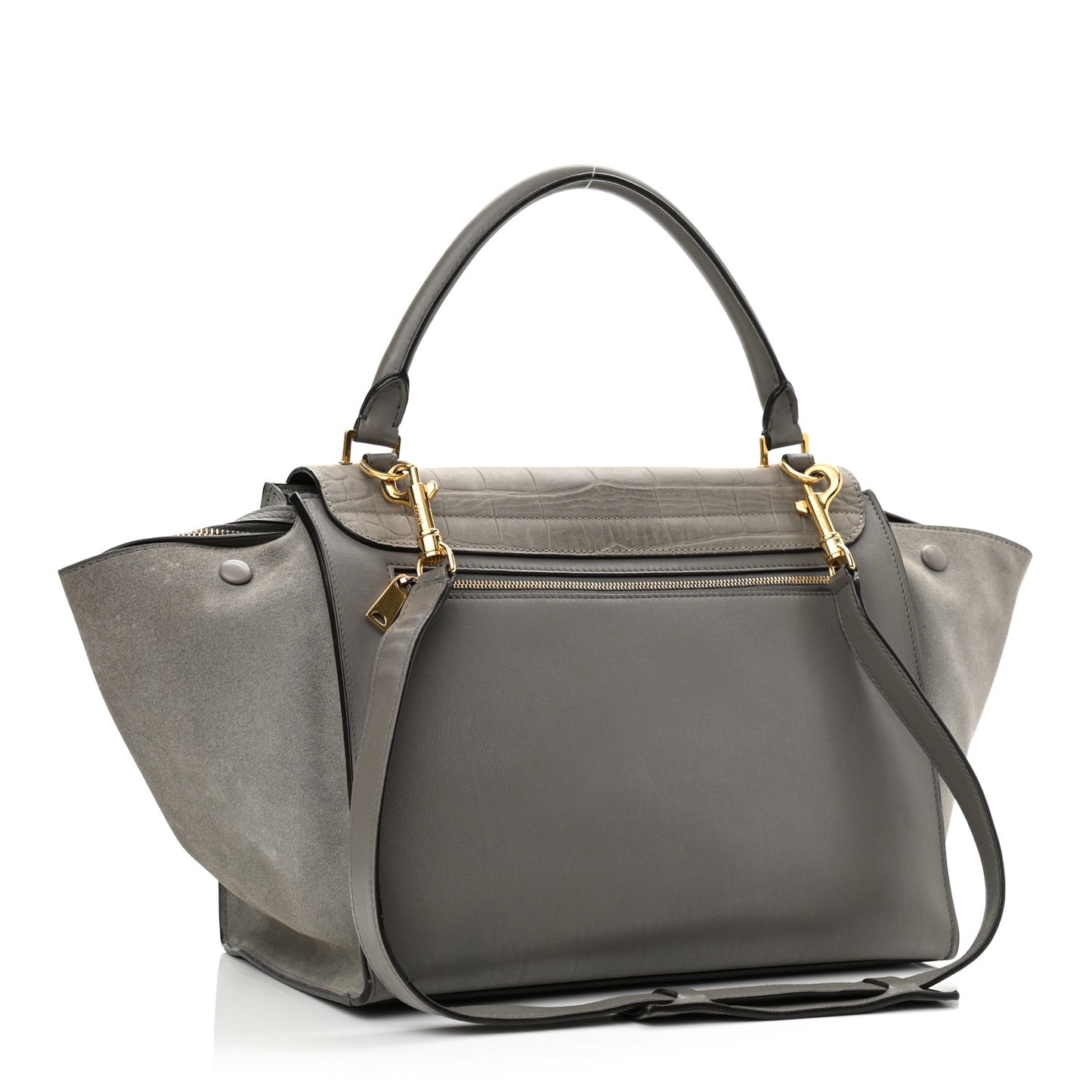 Crocodile Embossed Nubuck Medium Trapeze Grey