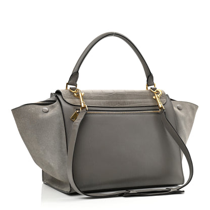 Celine Crocodile Embossed Nubuck Medium Trapeze Grey 3 of 13
