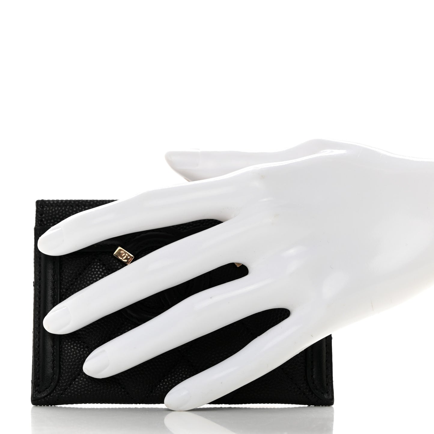 Caviar Quilted Filigree Card Holder Black