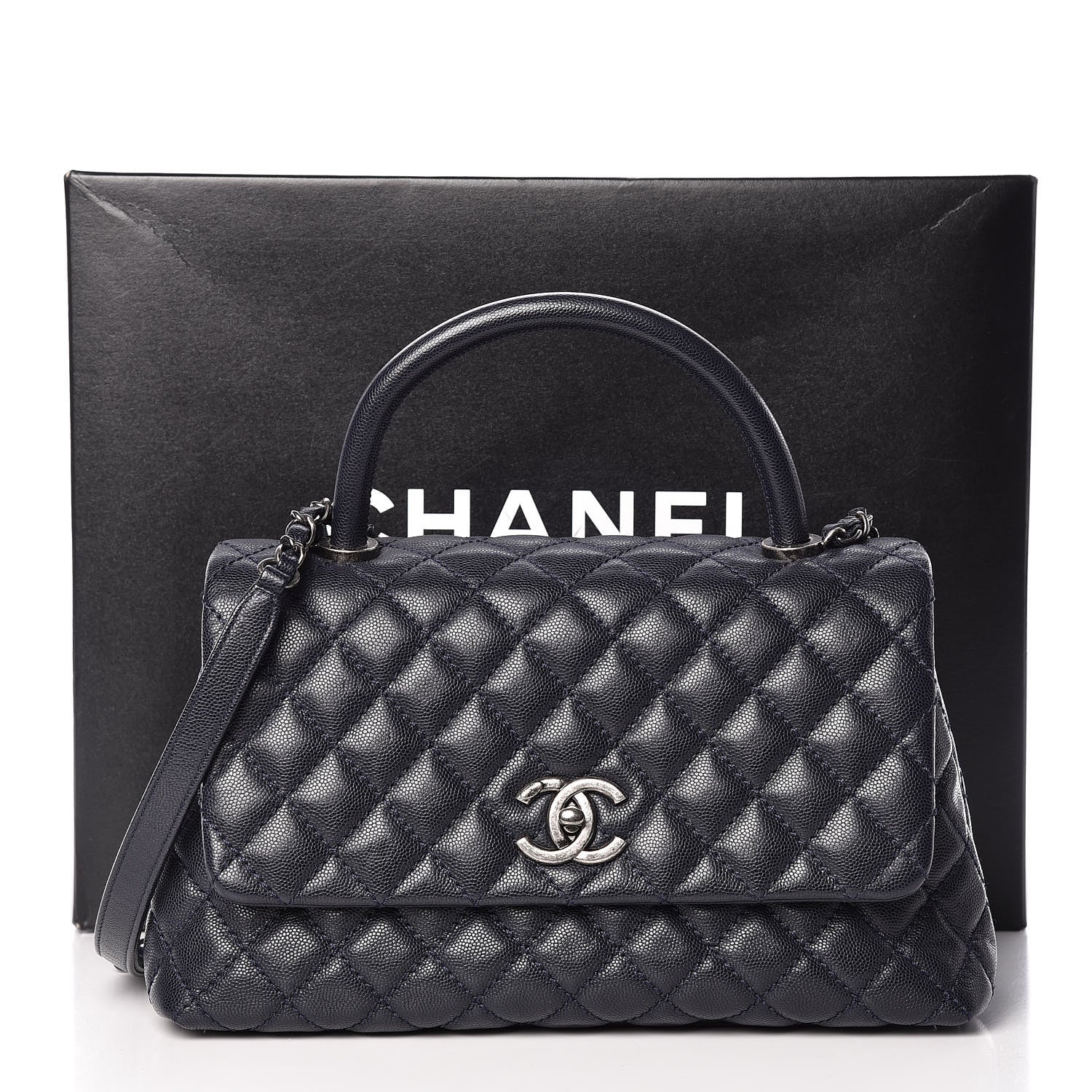 Chanel Caviar Quilted Small Coco Handle Flap Navy 11 of 11