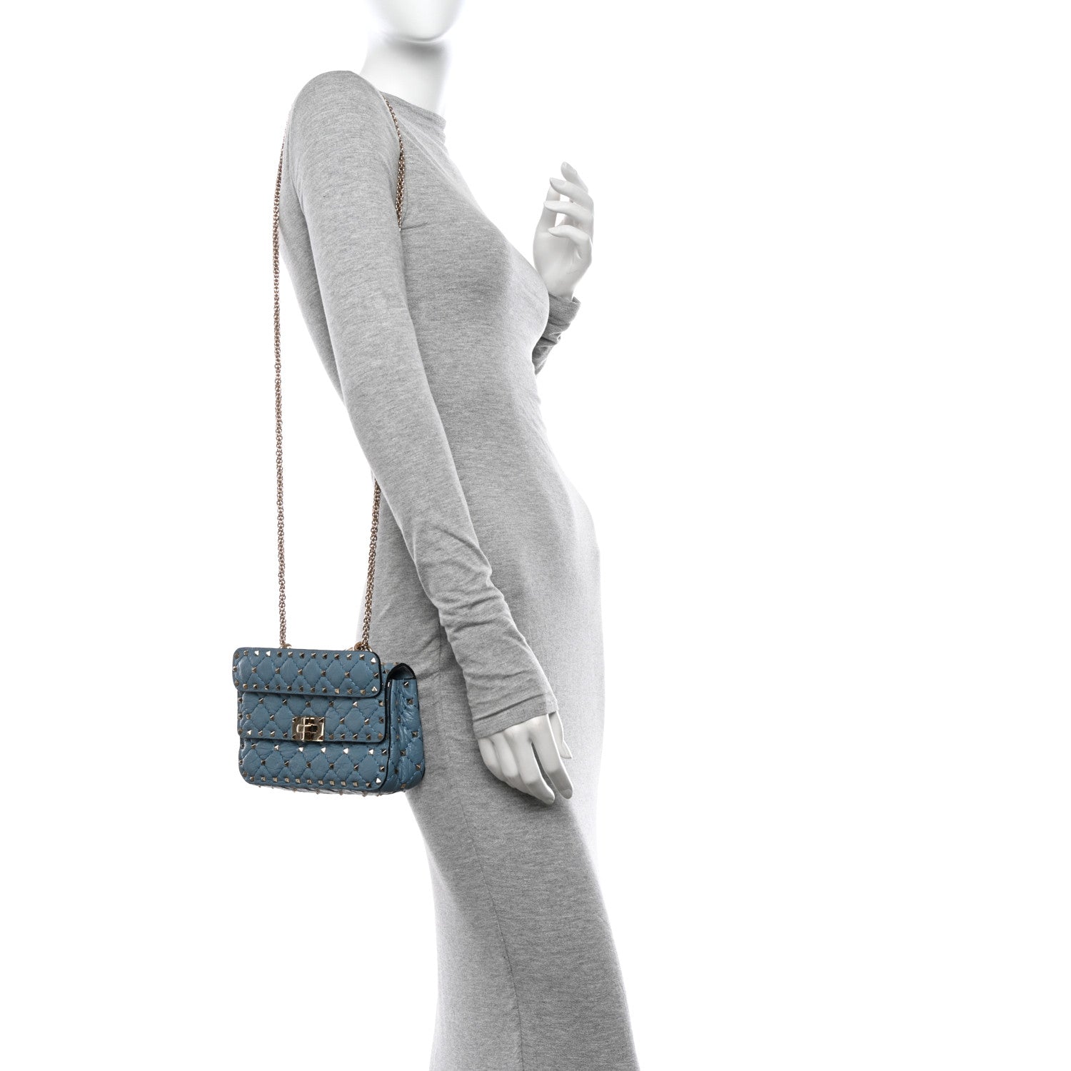 Valentino Garavani Nappa Small Rockstud Spike Shoulder Bag Aqua 2 of 12