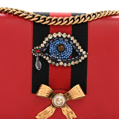 Gucci Calfskin Web Medium Peony Chain Shoulder Bag Red 8 of 13