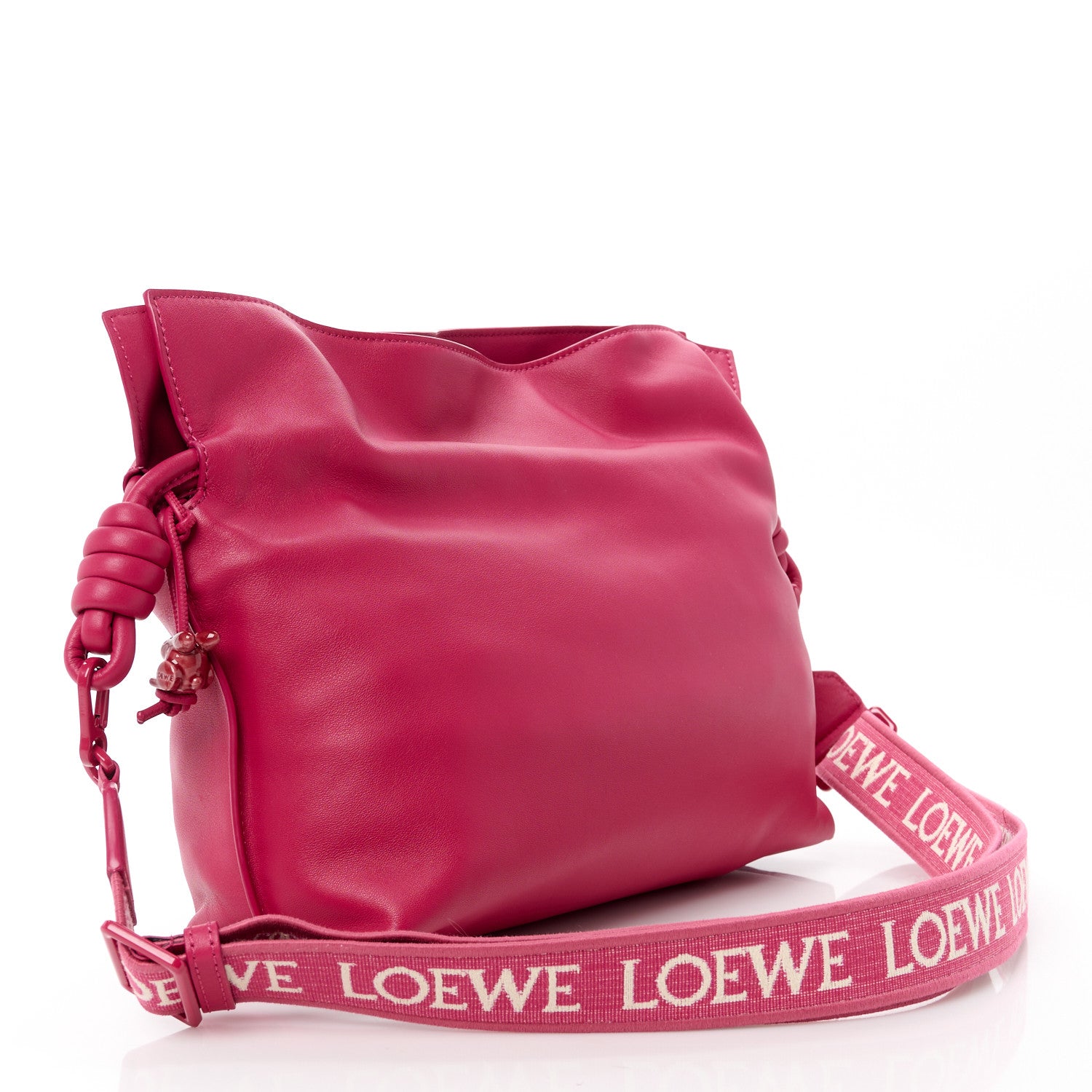 Loewe Satin Calfskin Monochrome Flamenco Knot Clutch Ruby Red Glaze 3 of 12