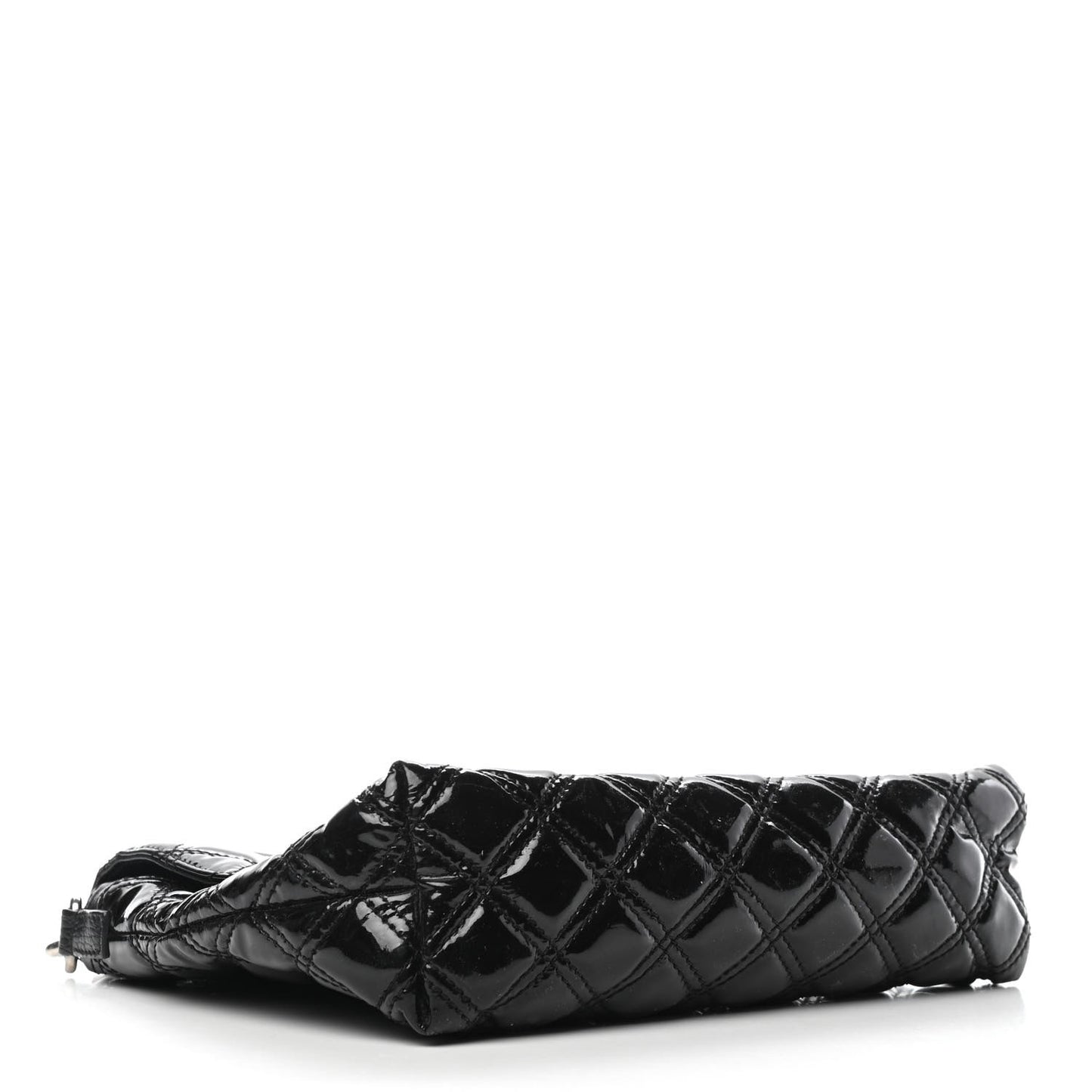 Patent Quilted Single Flap Black