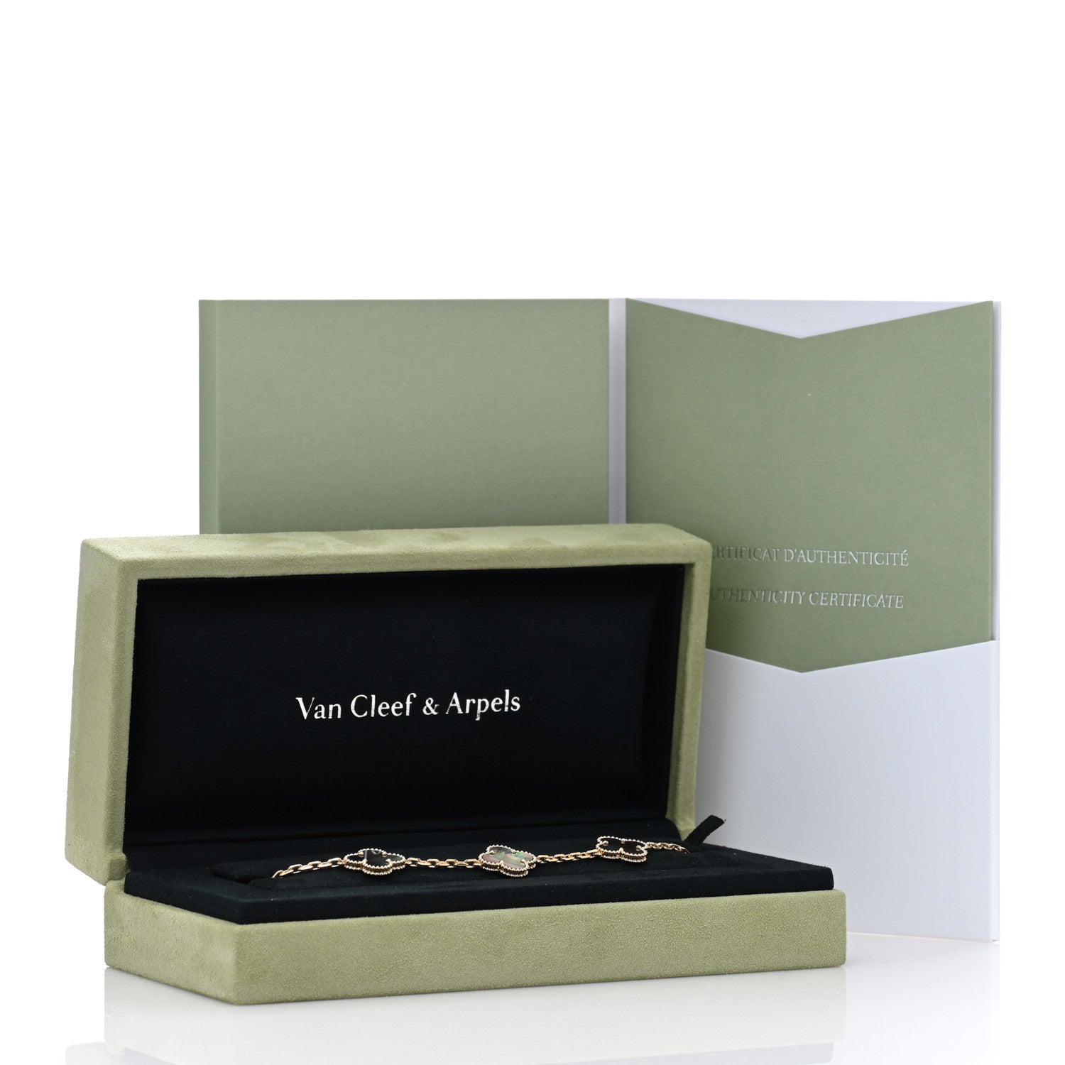 Van Cleef & Arpels VAN CLEEF & ARPELS 18K Yellow Gold Gray Mother of Pearl 5 Motifs Vintage Alhambra Bracelet 4 of 4