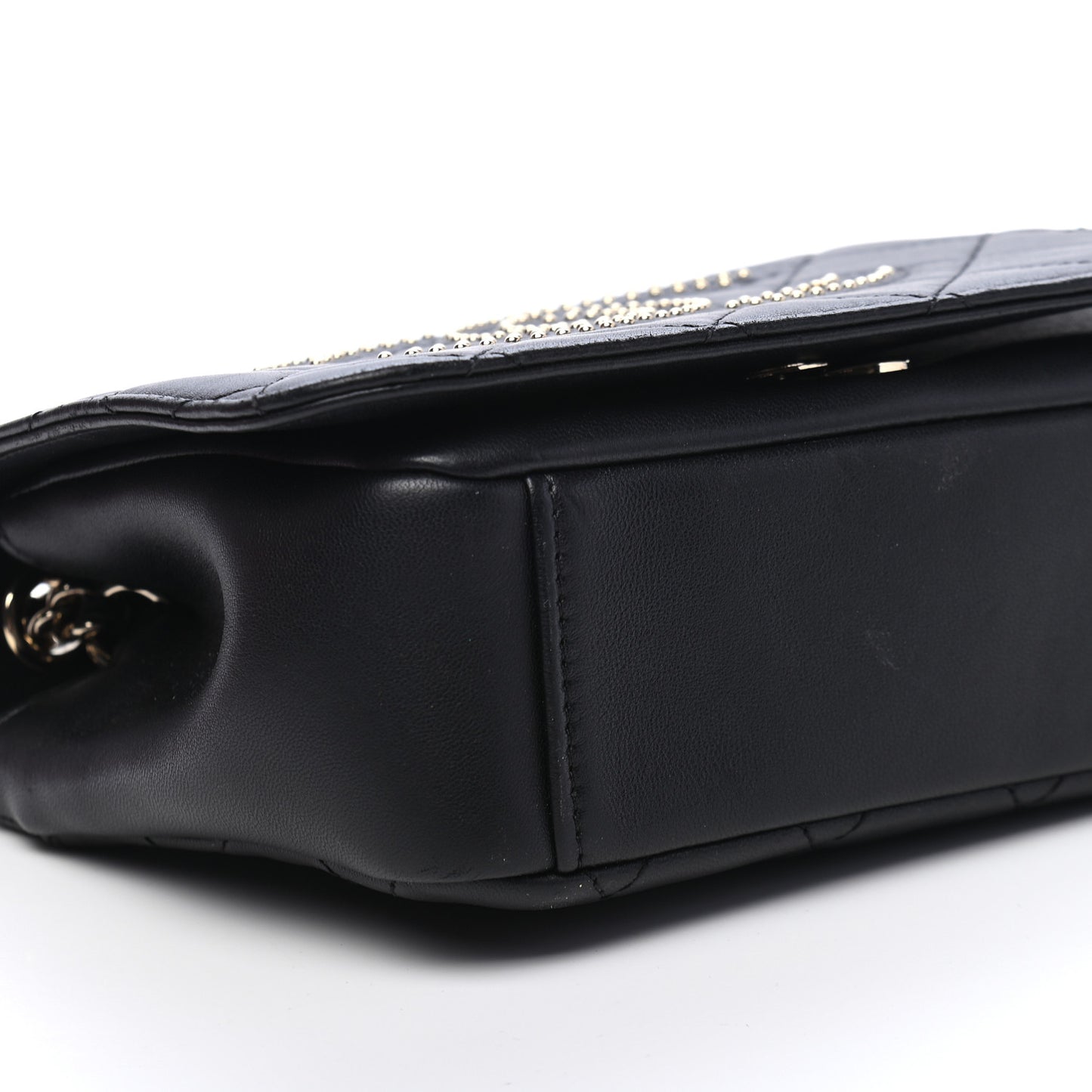 Lambskin Quilted Studded CC Flap Black