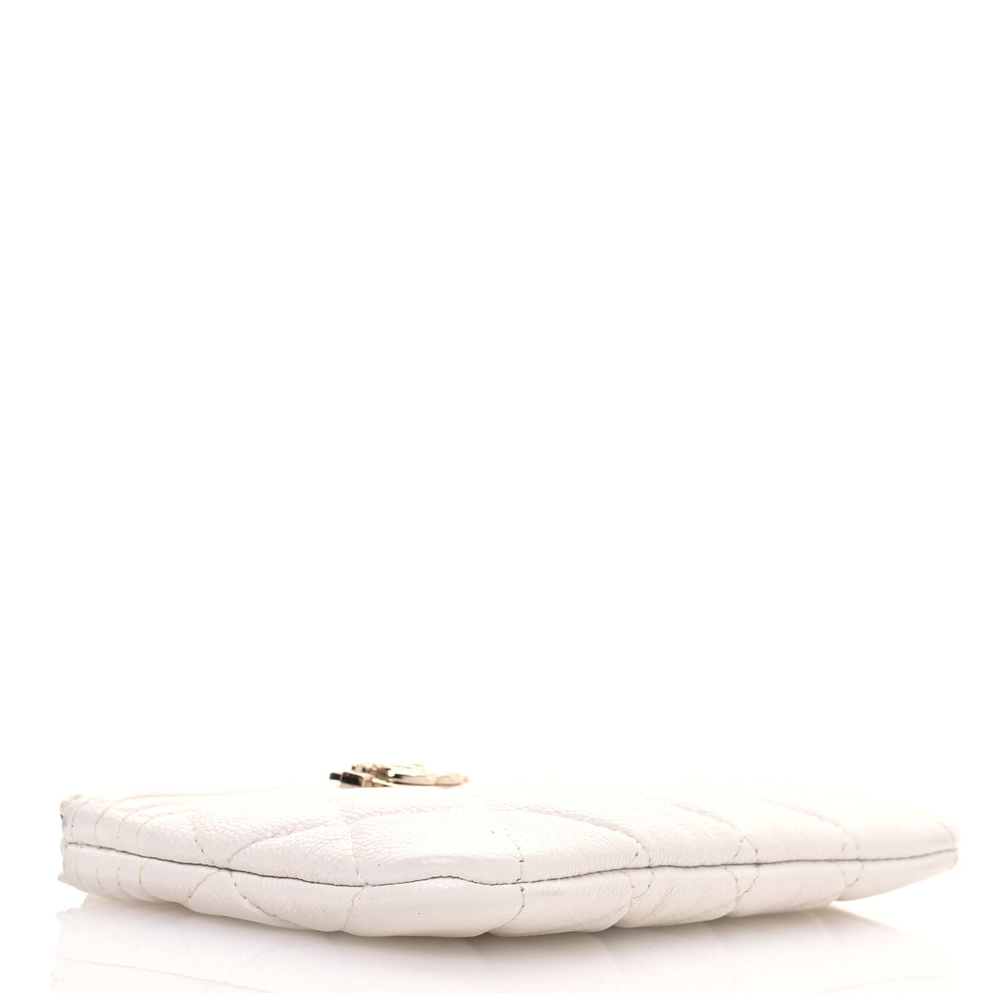 Caviar Quilted Zipped Boy Pouch White