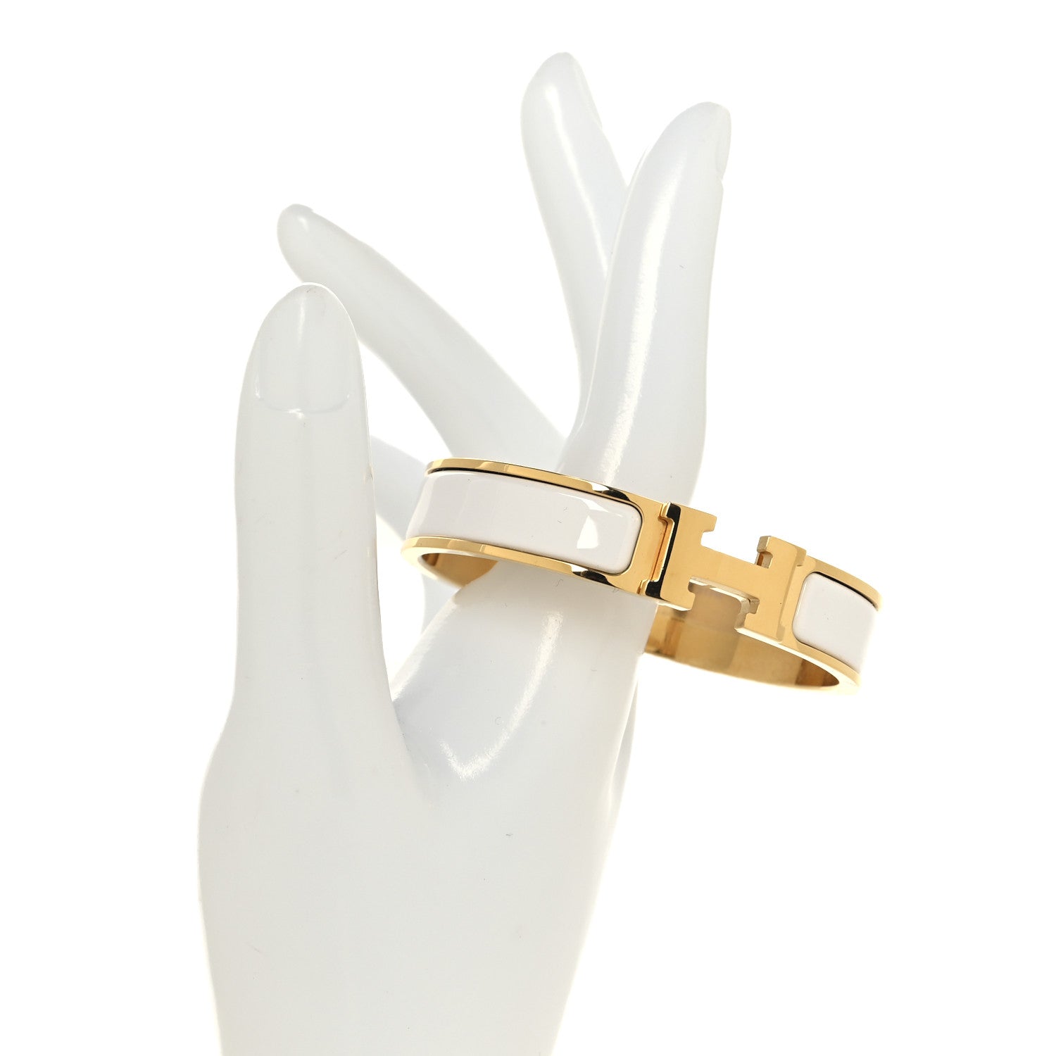 Hermes Enamel Narrow Clic Clac H Bracelet PM White 2 of 5