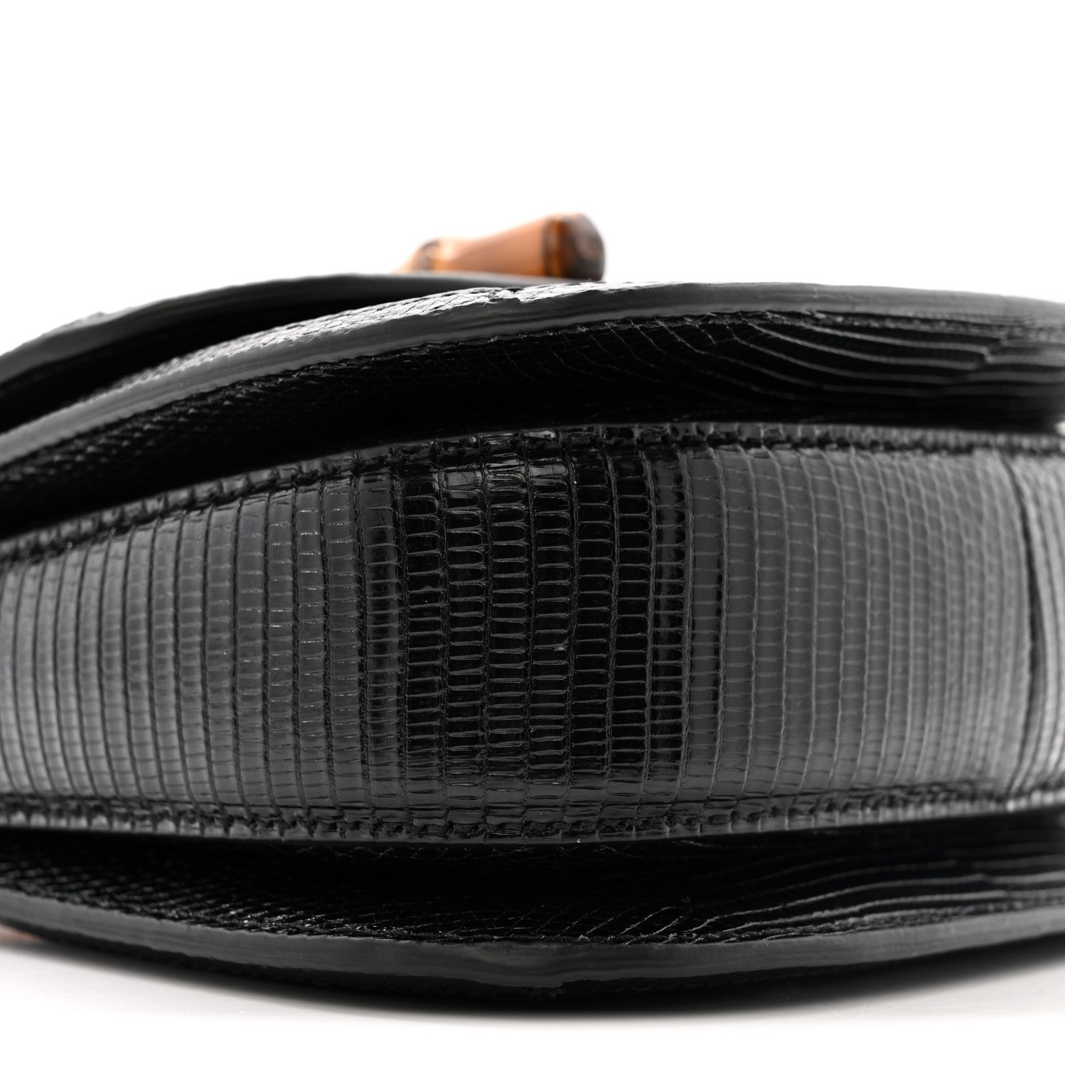 Gucci Sequin Lizard Embossed GG Mini Bamboo 1947 Top Handle Chain Bag Black White 9 of 12