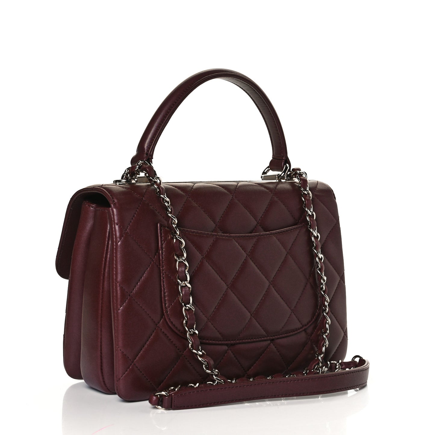 Lambskin Quilted Small Trendy CC Flap Dual Handle Bag Burgundy
