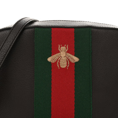 Gucci Textured Calfskin Web Small Webby Bee Shoulder Bag Brown Coffee 8 of 13