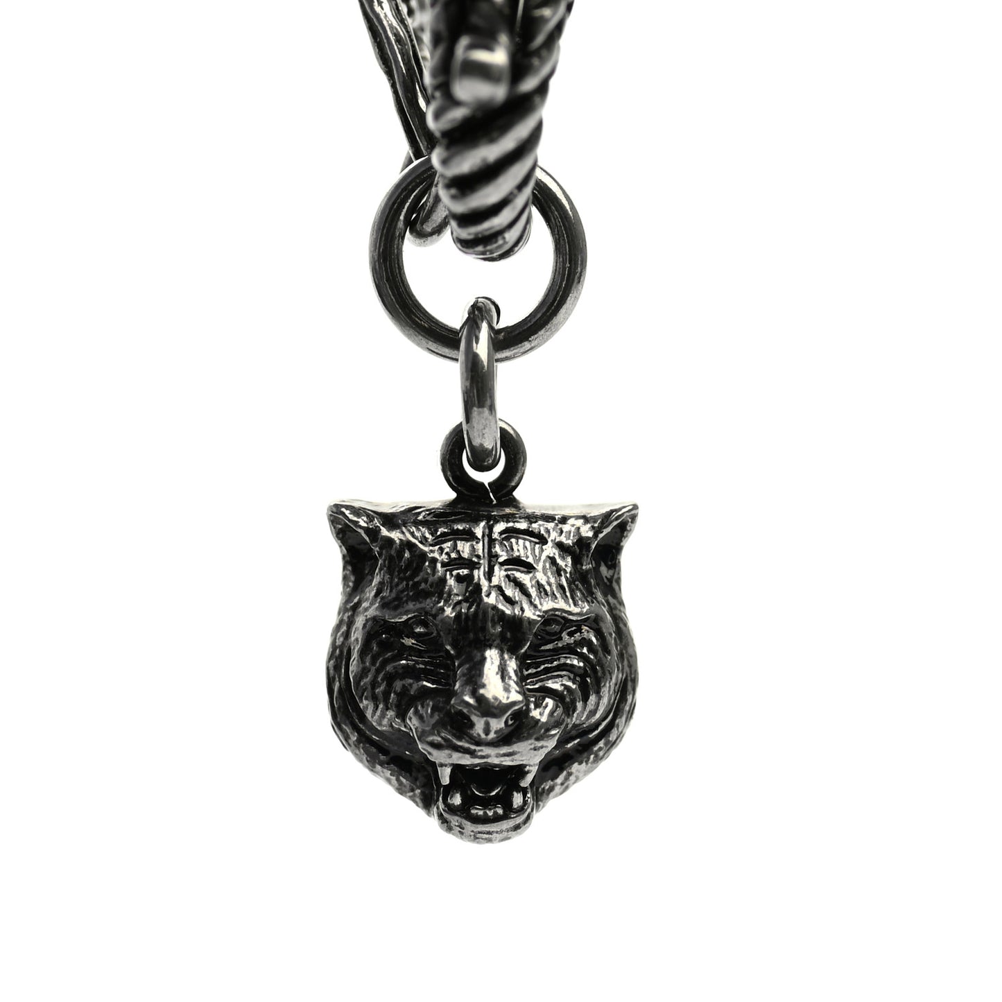 Oxidized Palladium Crystal Double G Bracelet Silver