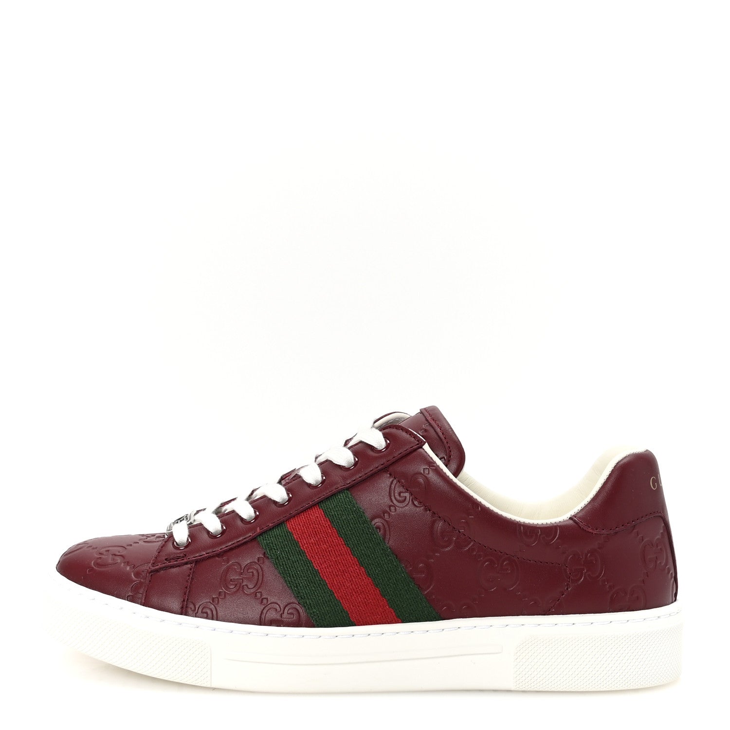 Gucci Calfskin GG Embossed Web Mens Ace Sneakers  36.5 Ancora Red 1 of 9