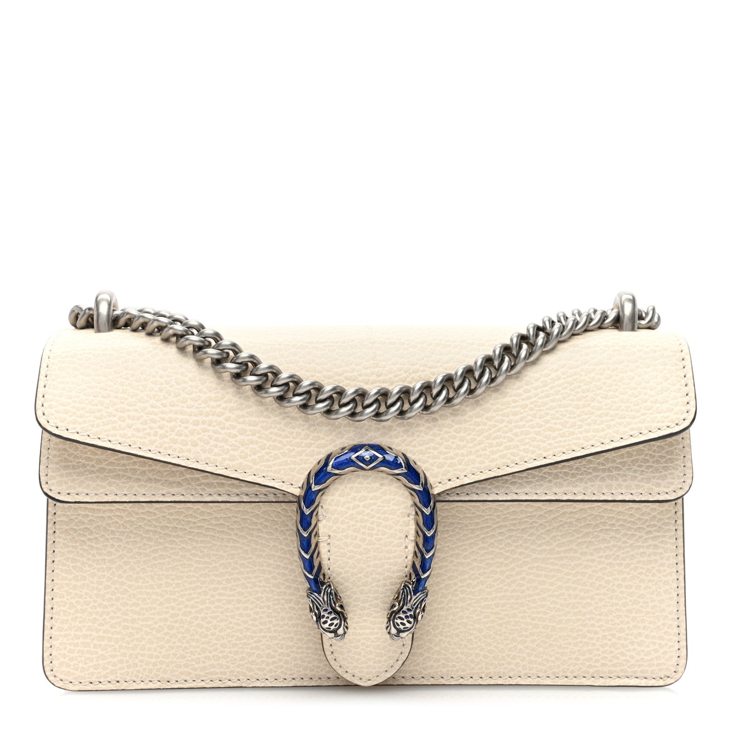 Dollar Calfskin Enamel Small Dionysus Shoulder Bag Mystic White Electric Blue