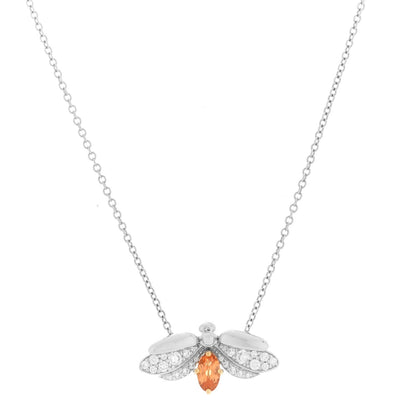 Tiffany Platinum 18K Yellow Gold Diamond Spessartine Paper Flowers Firefly Pendant Necklace 4 of 7