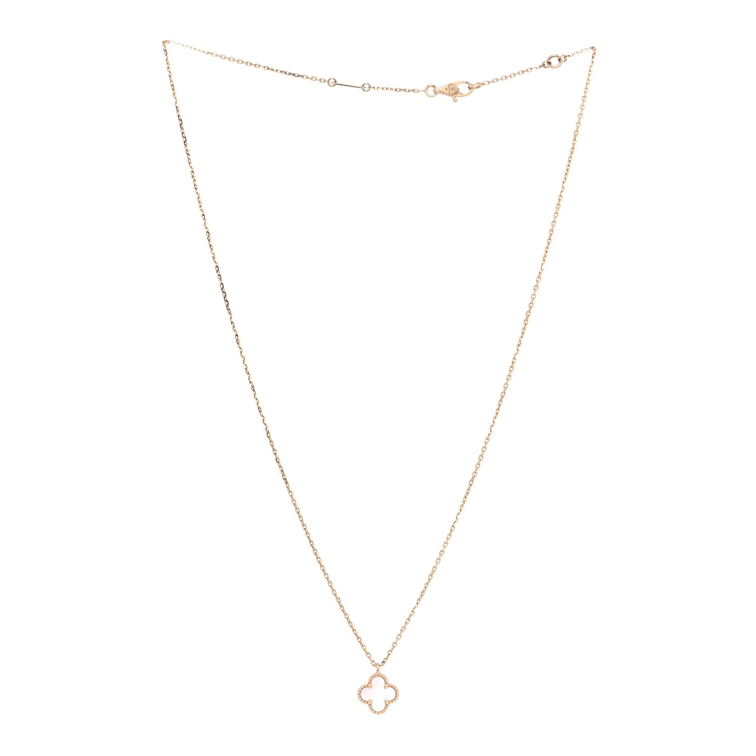 Van Cleef & Arpels 18K Yellow Gold Mother of Pearl Sweet Alhambra Pendant Necklace 3 of 8