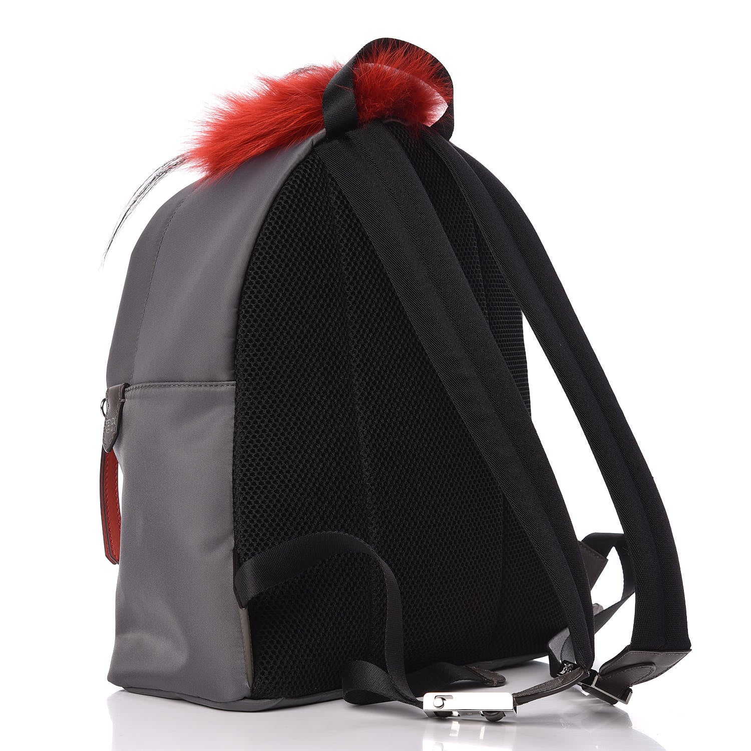 Fendi Nylon Vitello Elite Fox Goat Monster Eyes Studded Backpack Acciaio Pimento Multicolor 3 of 10