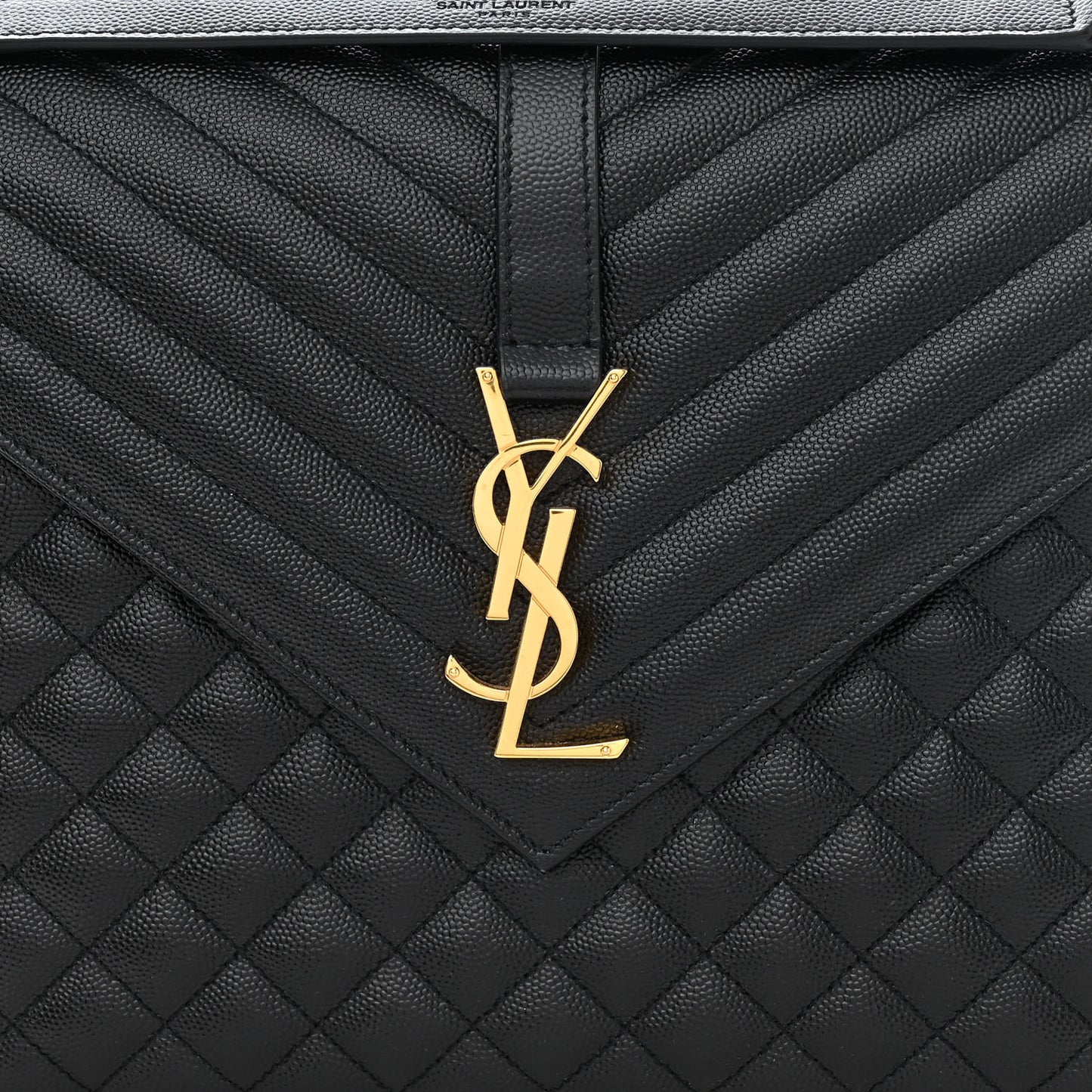 Grain De Poudre Textured Mixed Matelasse Large Triquilt Monogram Satchel Black