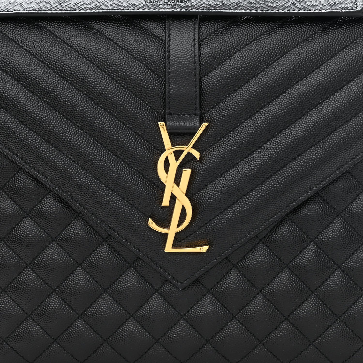 Saint Laurent Grain De Poudre Textured Mixed Matelasse Large Triquilt Monogram Satchel Black 8 of 10