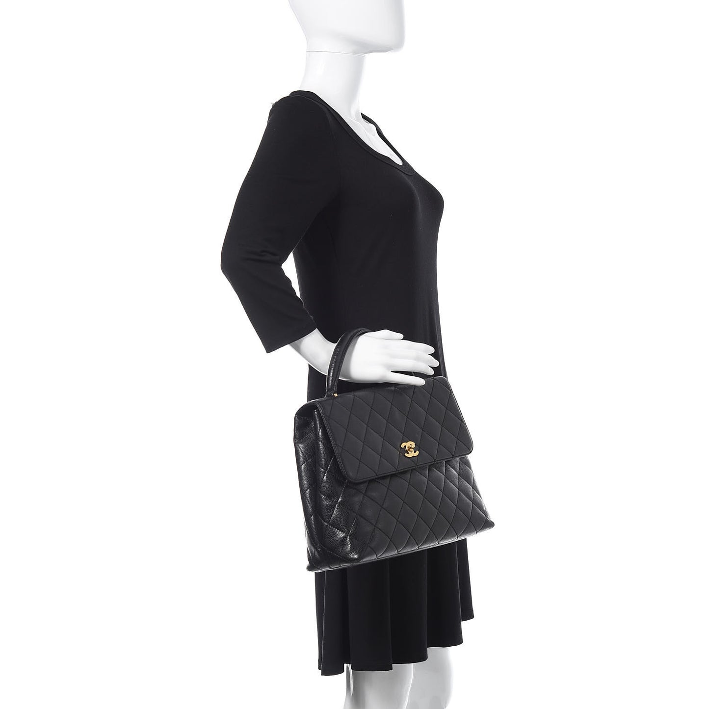 Caviar Quilted Jumbo Kelly Flap Black