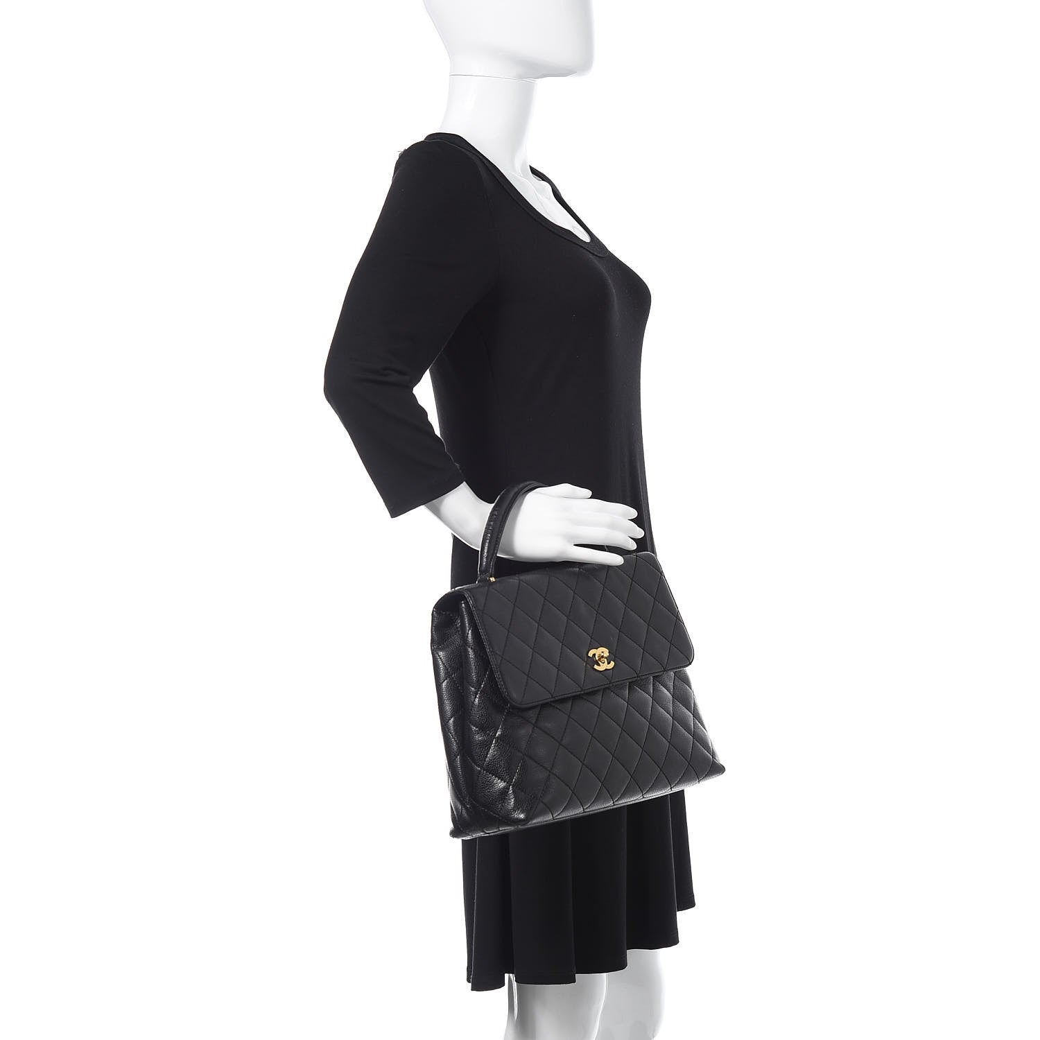 Chanel Caviar Quilted Jumbo Kelly Flap Black 2 of 15