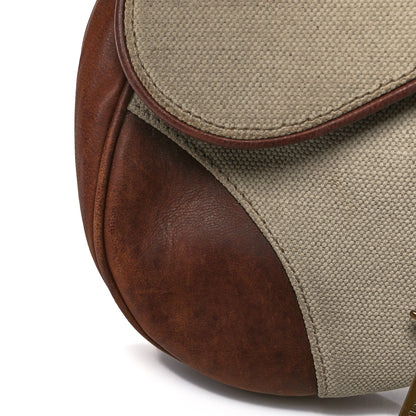 Christian Dior Canvas Calfskin Saddle Bag Beige 12 of 16