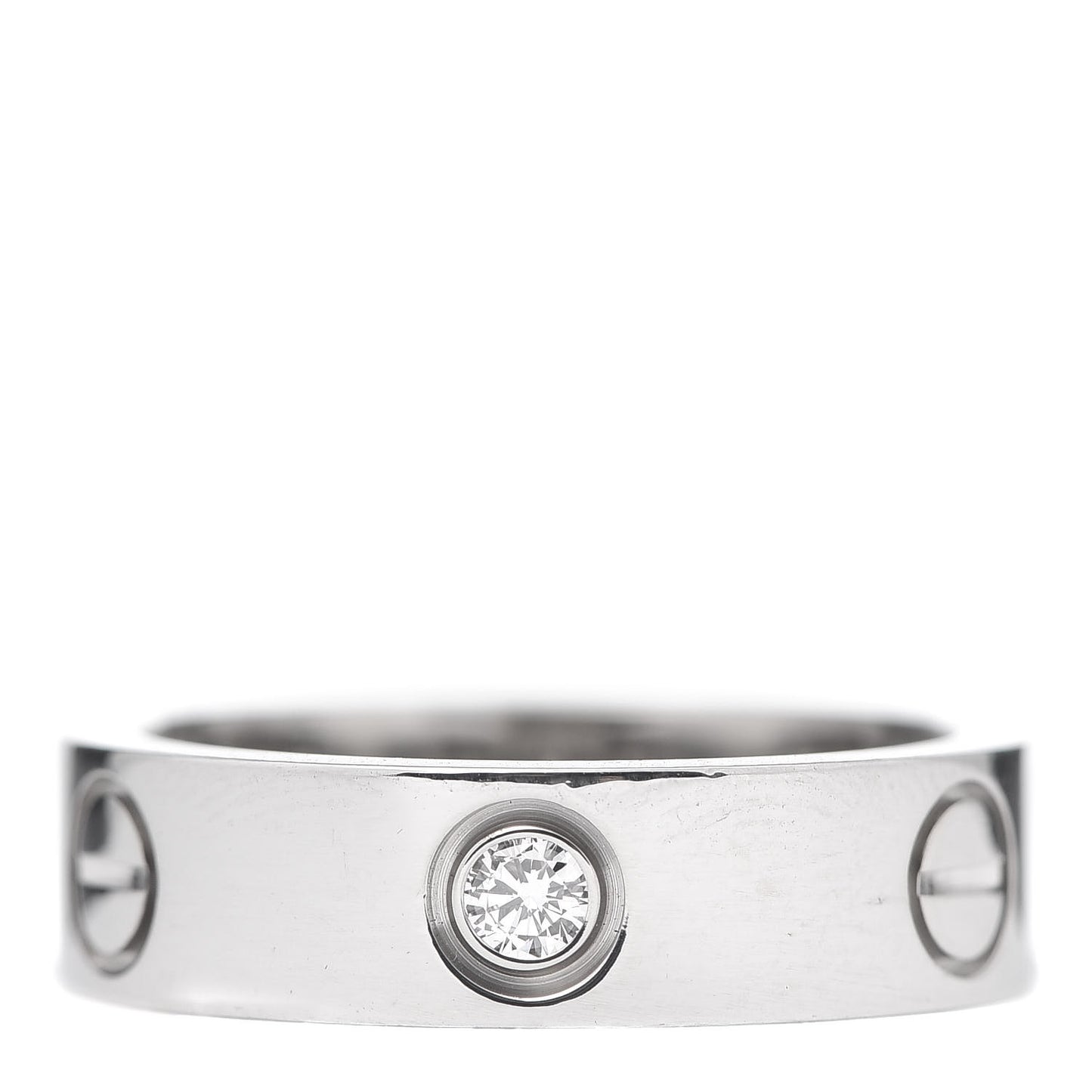 18K White Gold 3 Diamond 5.5mm LOVE Ring 54 7