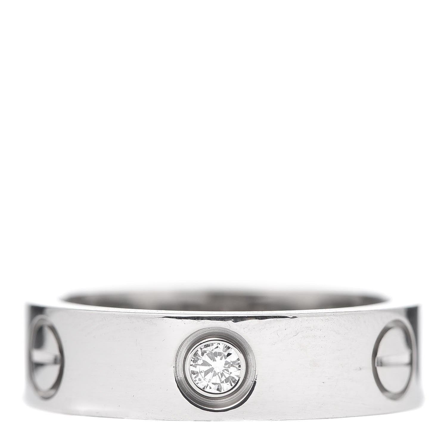 Cartier 18K White Gold 3 Diamond 5.5mm LOVE Ring 54 7 3 of 5